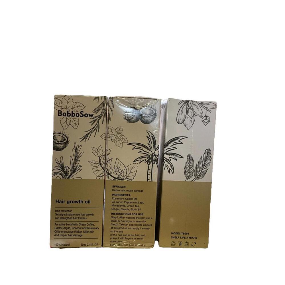Lot Of 3 BabboSow Natural Hair Growth Oil 2.11 Fl Oz Ea